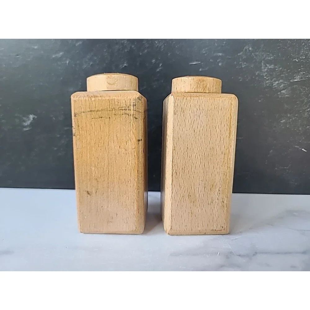 Vintage Wooden Salt And Pepper Shakers JAPAN